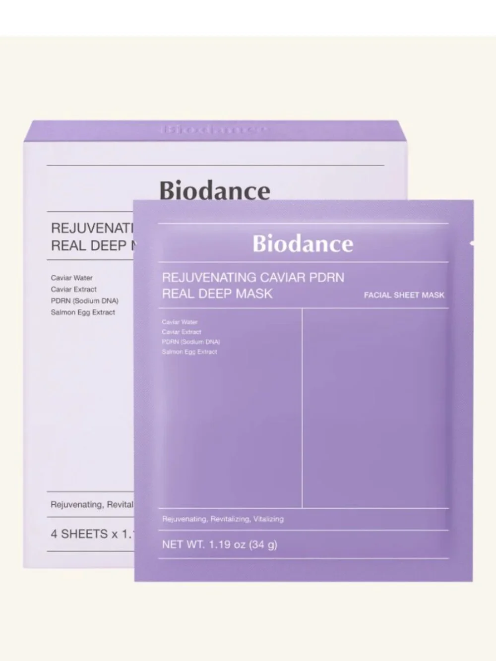 BIODANCE Rejuvenating Caviar PDRN Real Deep Mask (4-Pack)
